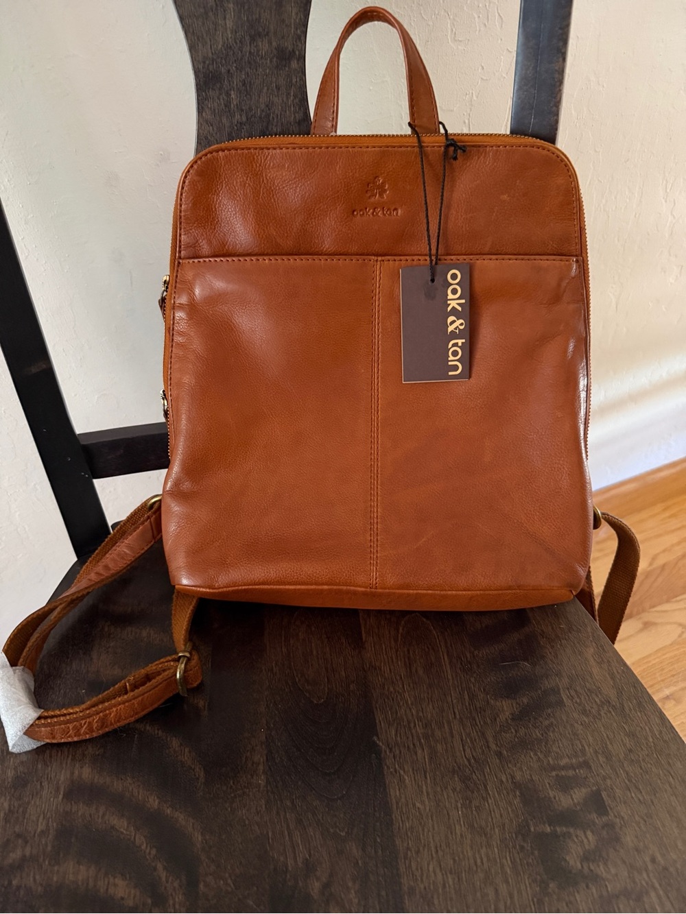 NWT Oak & Tan Genuine Leather Backpack Cognac Brown